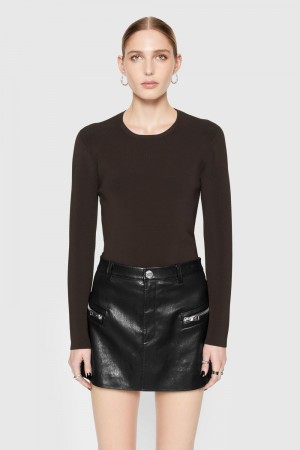Black Coffee Rebecca Minkoff Bonnie Long Sleeve | FHQOA-8439