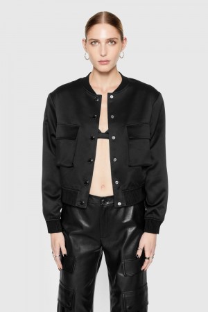 Black Rebecca Minkoff Lucy Satin Bomber | UXZPF-0826