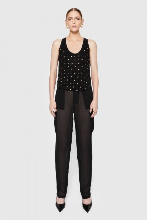 Black Rebecca Minkoff Presley Sheer Cargo Pant | GSDUZ-4319