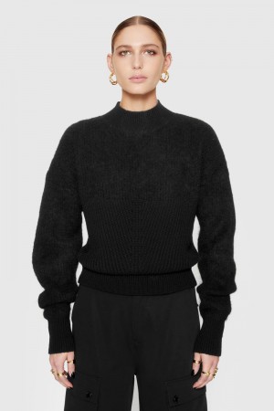 Black Rebecca Minkoff Priscilla Two-Texture Sweater | HRWIP-3859