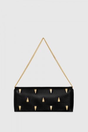 Black Rebecca Minkoff Slim Clutch With Heart Studs | OIFSA-5860