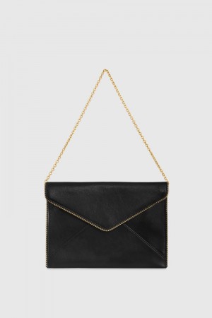Black / Light Gold Rebecca Minkoff Leo Clutch With Chain Strap | GJPXI-9073