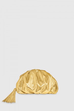 Gold Rebecca Minkoff Ruched Clutch | IRXOC-4978
