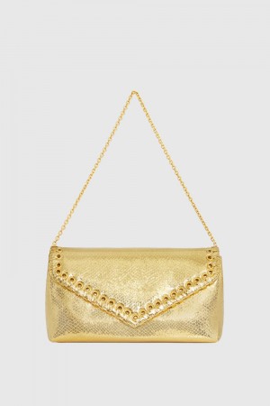 Gold Rebecca Minkoff Whip Clutch | OERIA-2510