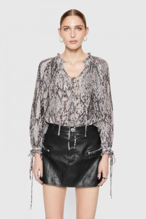 Python Print Rebecca Minkoff Rosalie Printed Blouse | WECZS-6843