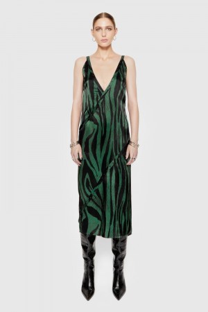 Watercolor Zebra Rebecca Minkoff Camilla Studded Printed Maxi Dress | EDALK-5813